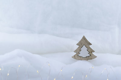 Close-up of snow on paper at home