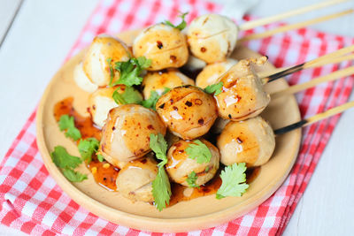 Close-up of food in plate on table