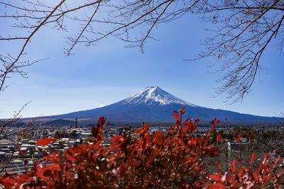 Beautiful landscape view of mt.fuji mountain famous landmark at japan.