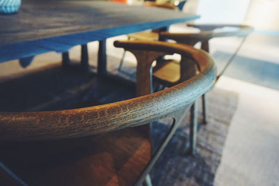Close-up of chair on table
