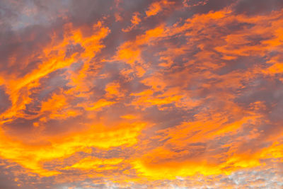 Low angle view of dramatic sky during sunset