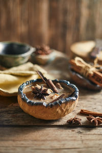 Close-up of food in bowl on table