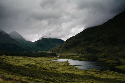 Scenic view of mountains against sky