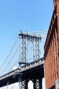 Low angle view of suspension bridge