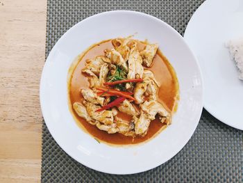 High angle view of meal served in plate