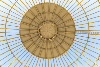 Glass ceiling with ray pattern in a shopping centre. futuristic architecture dome made out of glass.