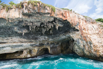 Rock formation in sea