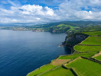 High angle view of sea against sky