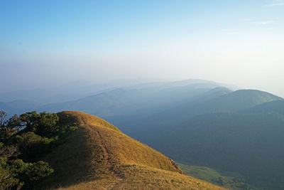 Natural landscape of pathway among green mountain park
