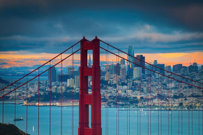 Golden gate bridge  with urban skyline