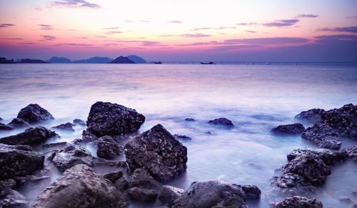 Scenic view of sea during sunset