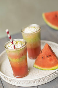 Close-up of cocktail with juice on table