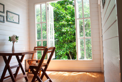 Empty chairs and table at home