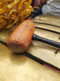 Close-up of gamelan musical equipment