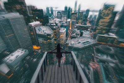 High angle view of buildings against sky in city