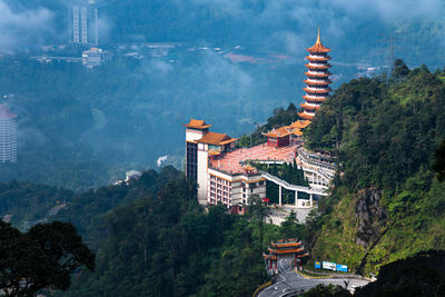 High angle view of buildings in city