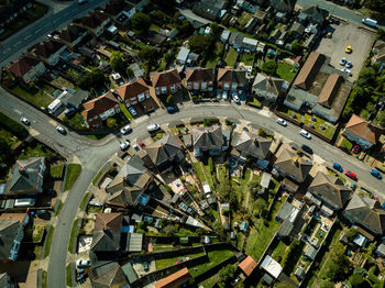 High angle view of buildings in city