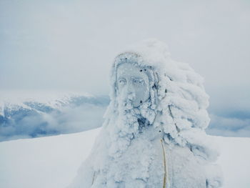 Snow covered mountain against sky