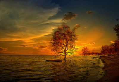 Scenic view of sea against sky during sunset