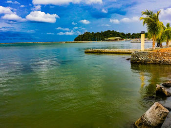 View of sea against cloudy sky