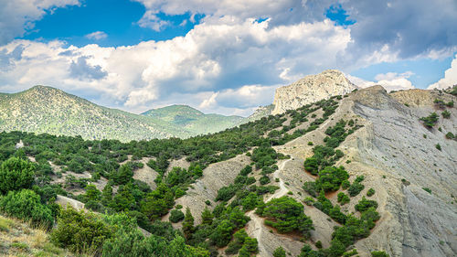 Panoramic view of mountains against sky