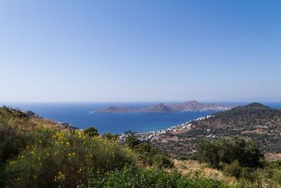 Scenic view of sea against clear sky