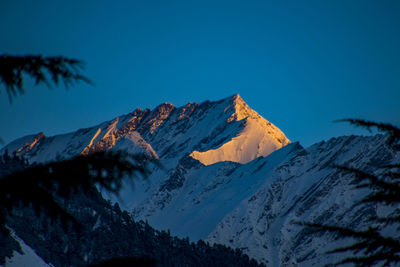 Sunrise in snowy manali