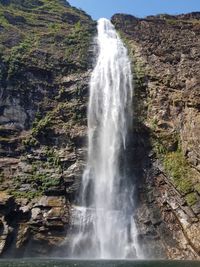 Low angle view of waterfall
