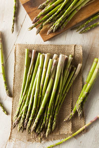 High angle view of food on cutting board