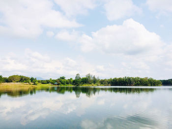 Scenic view of lake against sky