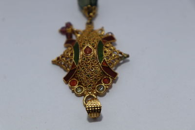 High angle view of decoration against white background