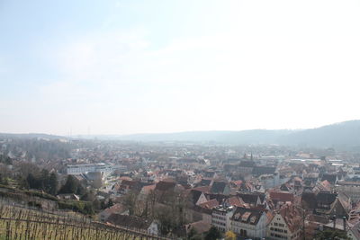 High angle view of town against sky