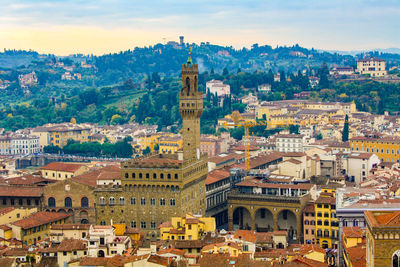 Cityscape of florence, tuscany, italy, during sunset in autumn.