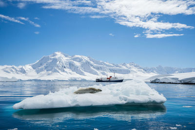 Scenic view of frozen sea against sky