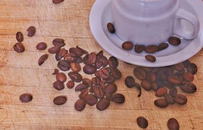 Coffee beans on table