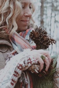 Close-up of young woman looking down