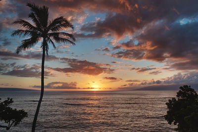 Scenic view of sea against sky at sunset