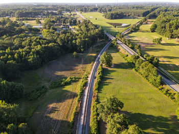 High angle view of agricultural field