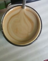 High angle view of coffee on table