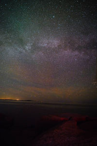 Scenic view of sea against sky at night