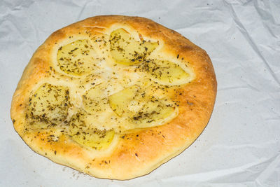 High angle view of bread