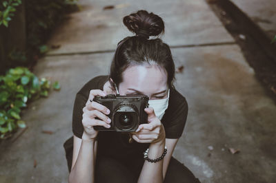 Cinematic style of young women shooting the camera