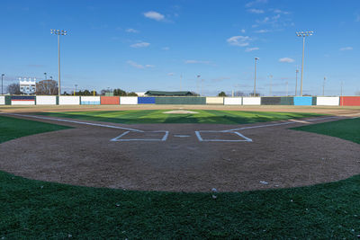 View of soccer field against sky