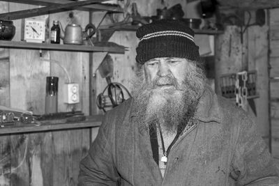 Portrait of man wearing hat