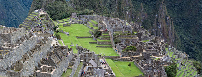 High angle view of old ruins