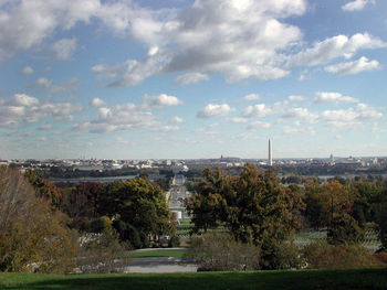 Scenic view of landscape against cloudy sky