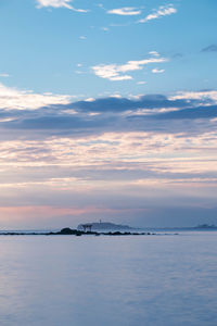 Scenic view of sea against sky at sunset