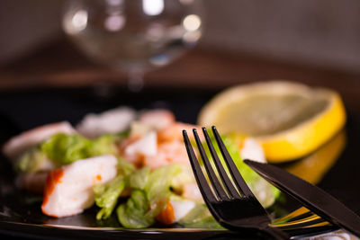 Close-up of meal served in plate