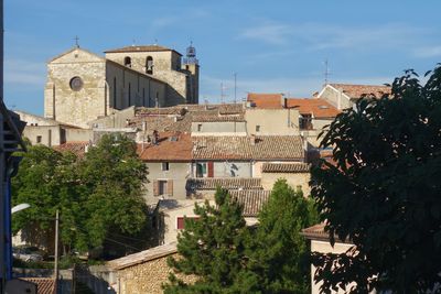 View of bell tower in city