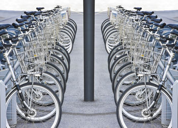Bicycles parked in city
